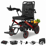 Aotedor A07 Electric Wheelchair – 500W All-Terrain Foldable Power Chair Airline-Approved 15-Mile Range (Red)