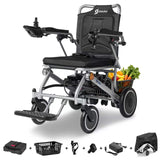 Aotedor A07 Electric Wheelchair – 500W All-Terrain Foldable Power Chair Airline-Approved 15-Mile Range (Silver)