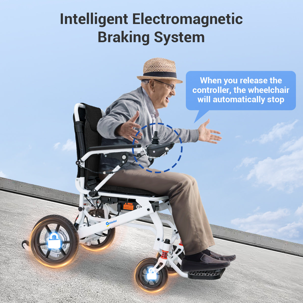 Aotedor-220 Ultra Lightweight All-Terrain Wheelchair - 22 Mile Range, Foldable, Airline Approved(Grey)