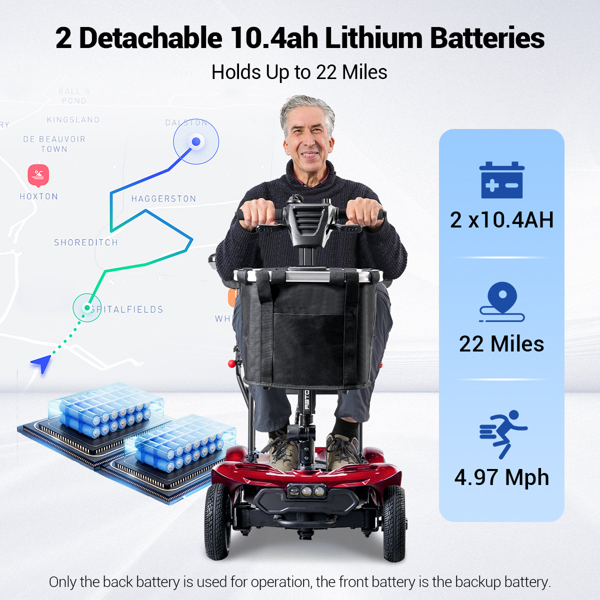 Aotedor AM985 4-Wheel Foldable Mobility Scooter – 22-Mile Range, Dual Batteries, Airline Approved