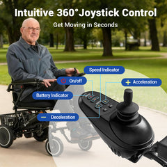 Aotedor A07J-Renew Foldable Electric Wheelchair – 15-Mile Range, All-Terrain Lightweight Power Chair, Airline Approved, Open-Box