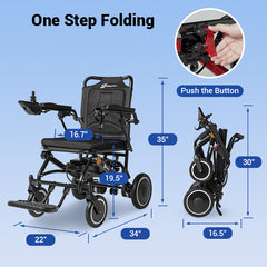 Aotedor A07J-Renew Foldable Electric Wheelchair – 15-Mile Range, All-Terrain Lightweight Power Chair, Airline Approved, Open-Box