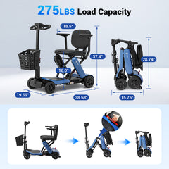 Aotedor KD1-Pro Open-Box Foldable Mobility Scooter for Sale – 20-Mile Range, Triple Battery System, Removable Batteries, Airline Approved Lightweight Travel Scooter