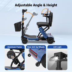 Aotedor KD1-Pro Open-Box Foldable Mobility Scooter for Sale – 20-Mile Range, Triple Battery System, Removable Batteries, Airline Approved Lightweight Travel Scooter