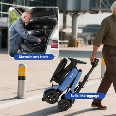 Aotedor KD1-Pro Open-Box Foldable Mobility Scooter for Sale – 20-Mile Range, Triple Battery System, Removable Batteries, Airline Approved Lightweight Travel Scooter