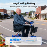 Aotedor 3431 Certified Open-Box 4-Wheel Mobility Scooter – 15 Mile Foldable Travel Scooter for Adults & Seniors, 300LBS Capacity, NFC One-Touch Unlock, Removable Battery, Rotating Seat