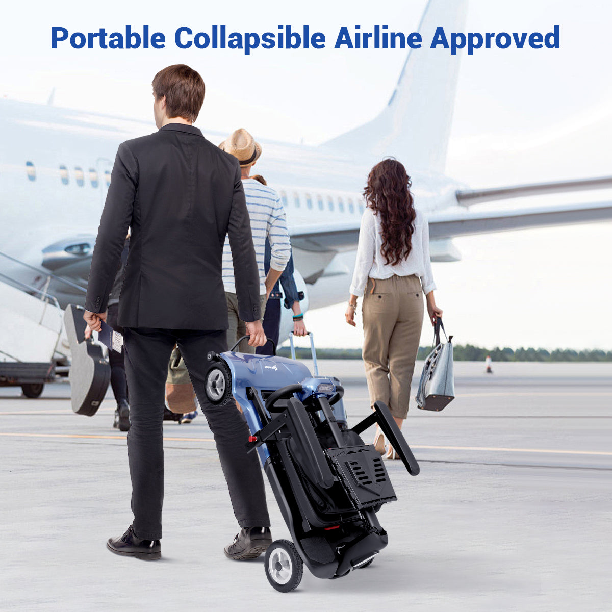 Aotedor-T550 36lbs Folding Mobility Scooter – 22-Mile Range, All-Terrain, Dual Batteries, Airline Approved (Blue)
