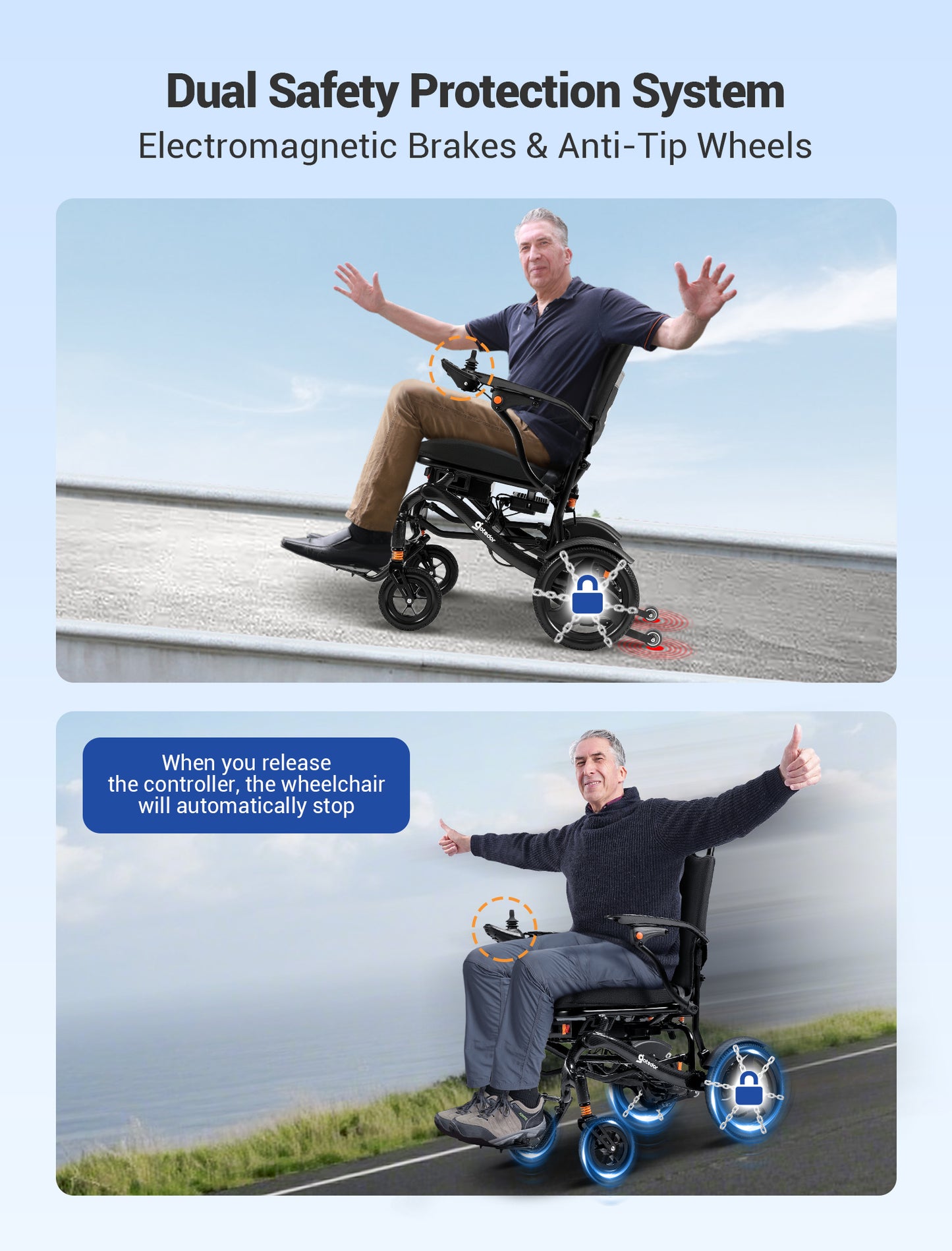 Aotedor 225 Carbon Fiber Electric Wheelchair – Lightweight Foldable Power Wheelchair for Adults, 30-Mile Range, Dual 12Ah Batteries, Dual Motors, All-Terrain, Airline Approved