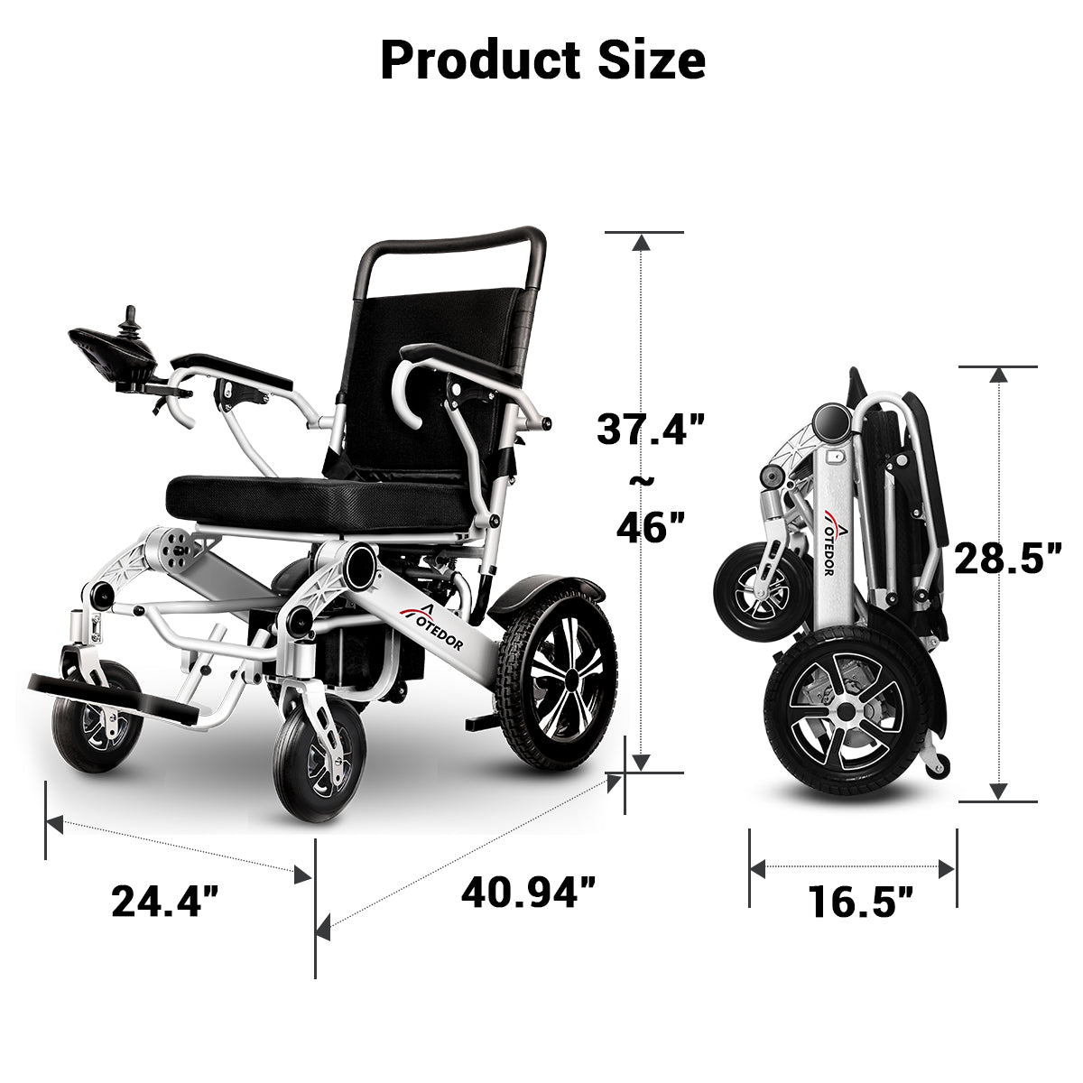 Aotedor 203 -30 Miles Long Travel Range, Electric Wheelchair for Adults Power Wheelchairs Lightweight Foldable All Terrain Motorized Wheelchair for Seniors Compact Portable Airline Approved