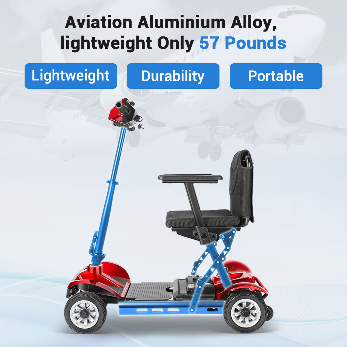 Aotedor-211s 4-Wheel Mobility Scooter, 25 Miles Range, Folding Electric Scooter with 25AH Lithium Battery, Lightweight All-Terrain, Portable for Seniors