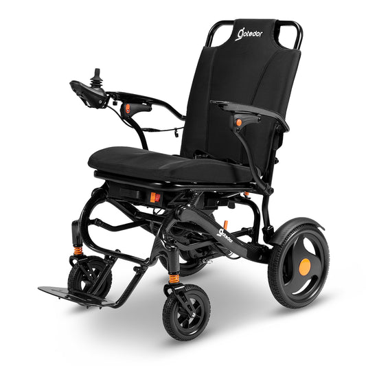 Aotedor 225 Carbon Fiber Electric Wheelchair – Lightweight Foldable Power Wheelchair for Adults, 30-Mile Range, Dual 12Ah Batteries, Dual Motors, All-Terrain, Airline Approved