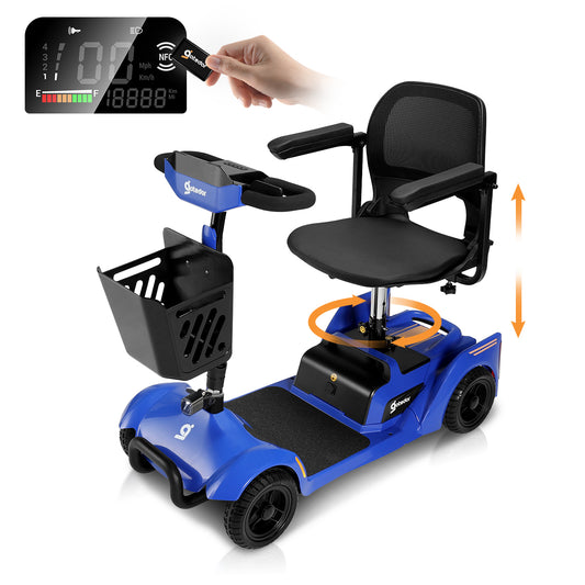 Aotedor 3431 Certified Open-Box 4-Wheel Mobility Scooter – 15 Mile Foldable Travel Scooter for Adults & Seniors, 300LBS Capacity, NFC One-Touch Unlock, Removable Battery, Rotating Seat