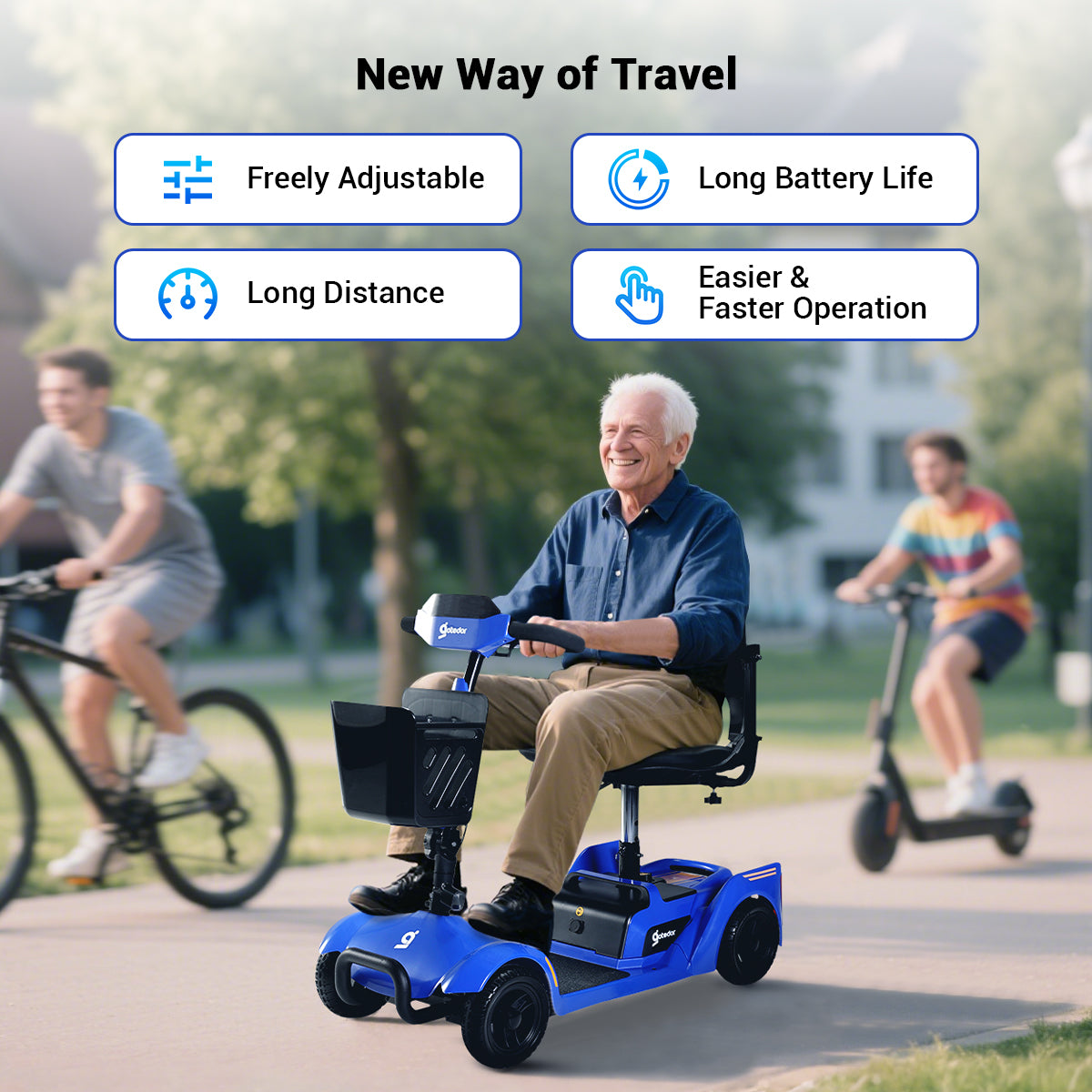 Aotedor W3431Q Foldable Mobility Scooter – NFC Keyless Unlock & All-Terrain 4-Wheel Design