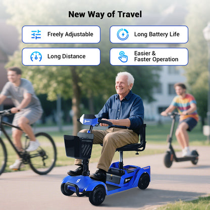 Aotedor W3431Q Foldable Mobility Scooter – NFC Keyless Unlock & All-Terrain 4-Wheel Design