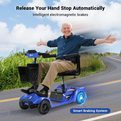 Aotedor W3431Q Foldable Mobility Scooter – NFC Keyless Unlock & All-Terrain 4-Wheel Design