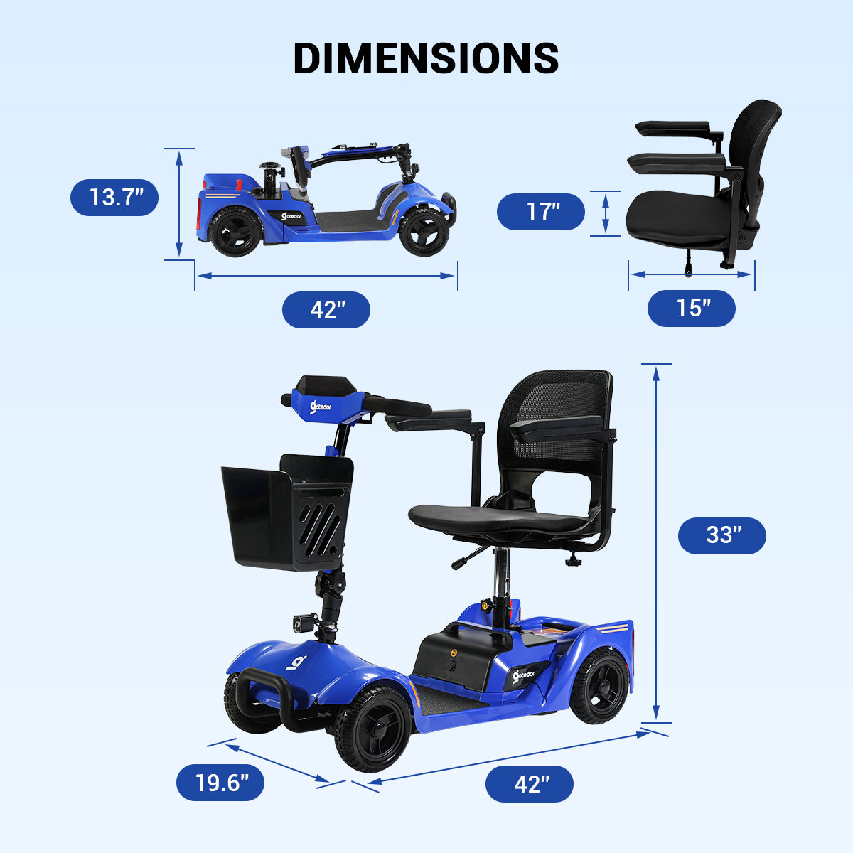 Aotedor W3431Q – NFC Smart Foldable Mobility Scooter