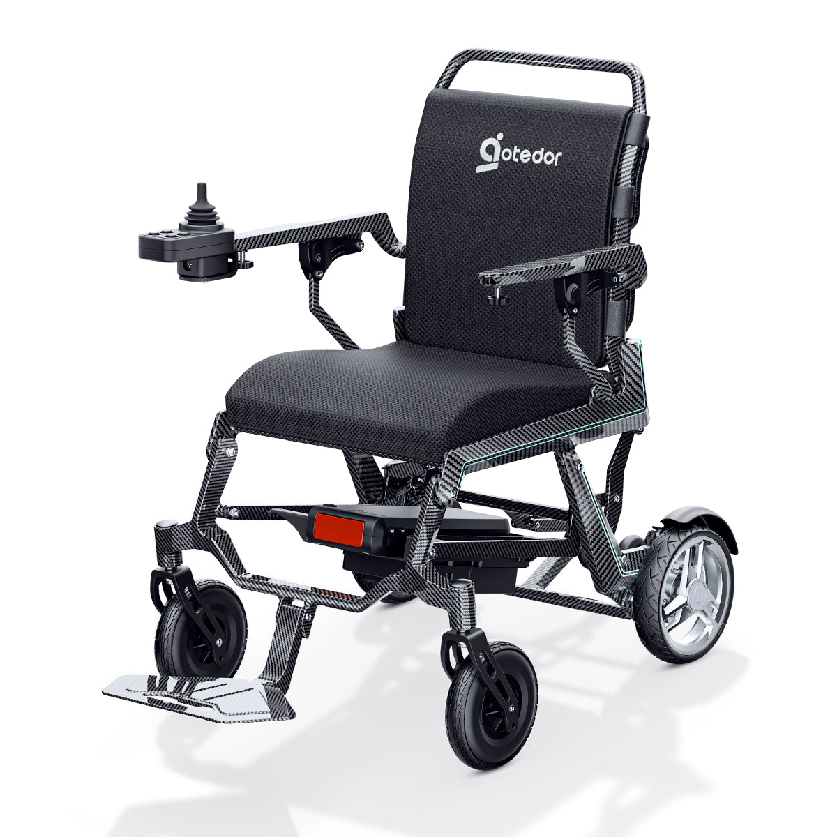 Aotedor K01 - Lightweight Carbon Fiber Electric Wheelchair Foldable, 30lbs, All Terrain, Remote Control, Airline Approved