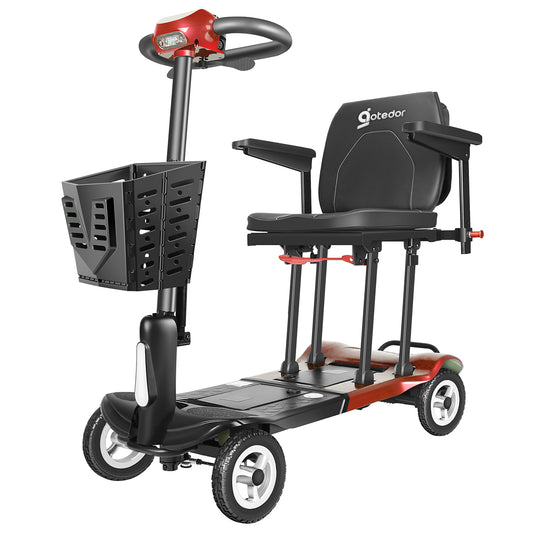 [Used] Aotedor-T550 Folding Mobility Scooter – 22-Mile Range, 36 lbs, Dual Batteries (Red)