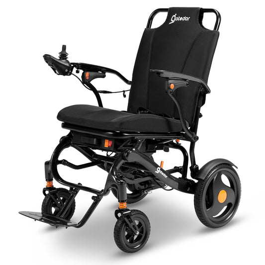 Aotedor 225 Carbon Fiber Electric Wheelchair – Lightweight Foldable Power Wheelchair for Adults, 30-Mile Range, Dual 12Ah Batteries, Dual Motors, All-Terrain, Airline Approved