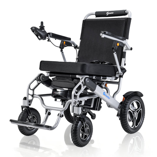 Aotedor Electric Wheelchair for Adults, Dual Battery (20AH Long Range & 10AH Air Travel Safe),300 lbs Weight Capacity, 35 Miles Range, Airline Approval & 500W Brushless Motors& LED Light (Silver)